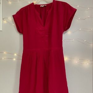 Madewell Red Silk Fable Dress